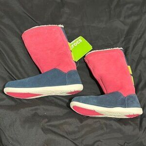 Womens Crocs Adela Foldover Fuzz Bootie